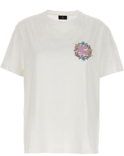 Etro Logo Embroidery T Shirt Bianco
