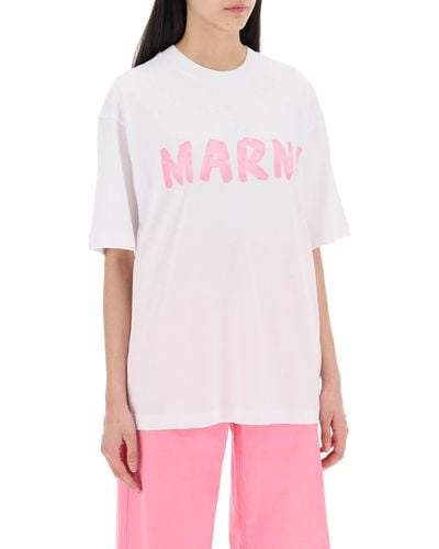 Marni T Shirt With Maxi Logo Print - Red