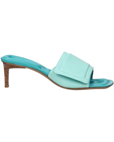 Jacquemus Sandals Leather Heavenly Turquoise - Green