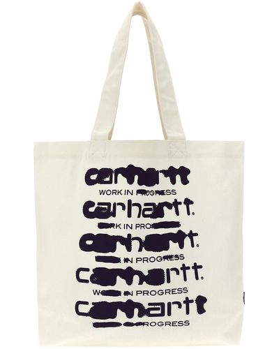Carhartt Logo Shopping Bag Tote Bianco