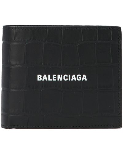 Balenciaga Printed Logo Wallet Portafogli Bianco/Nero