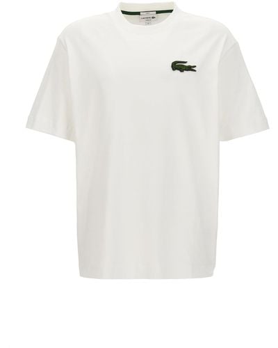 Lacoste Logo Patch T Shirt Bianco