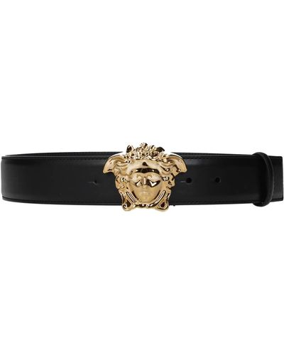 Versace Regular Belts Leather Black Dark Gold - White
