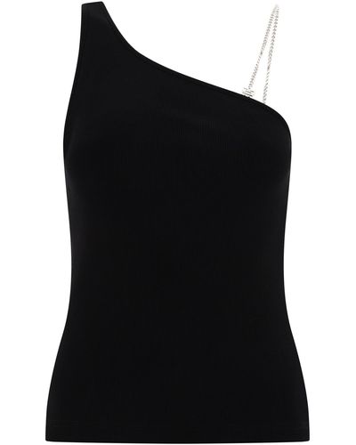 Givenchy Asymmetric Top With Chain Detail Tops - Black