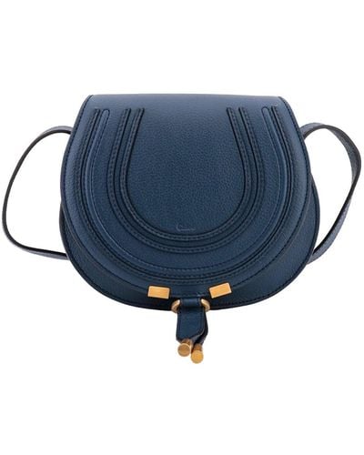 Chloé Borsa a tracolla Marcie Small con logo inciso - Blu