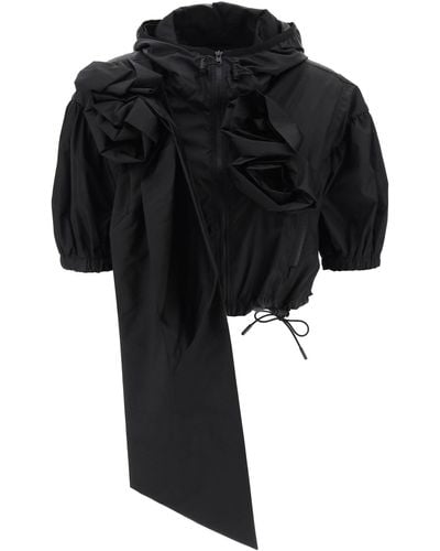 Simone Rocha "Cropped Jacket With Rose Detailing" - Black