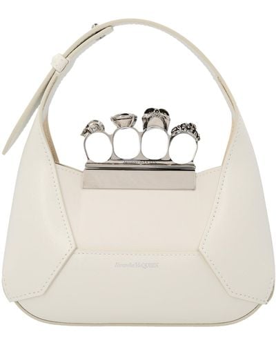 Alexander McQueen The Jewelled Hobo Mini Hand Bags - Natural