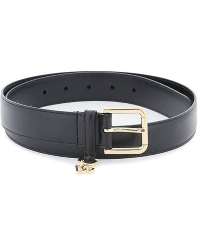 Dolce & Gabbana Belt With Charm Logo - Black