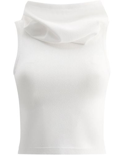 Alaïa Hooded Knit Top Tops - White