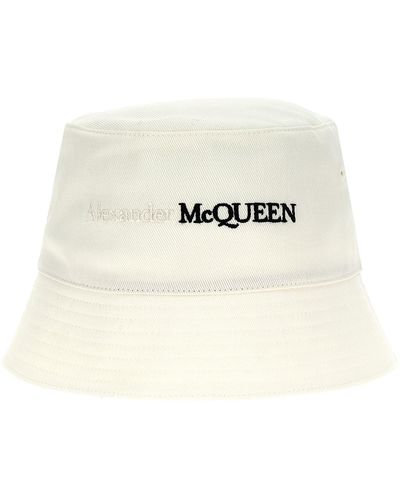 Alexander McQueen Logo Bucket Hat Cappelli Bianco/Nero - Neutro