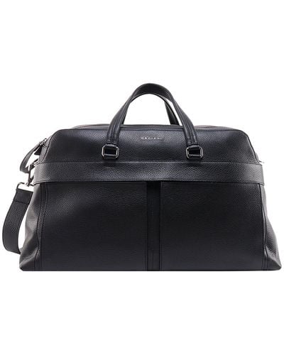 Orciani Leather Duffle Bag With Metal Logo Patch - Black