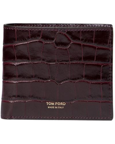 Tom Ford Croc T Line Wallets & Card Holders - Purple