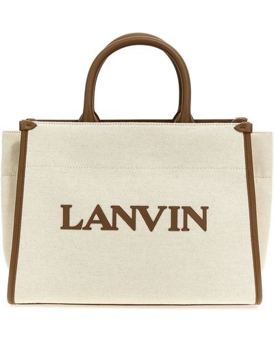 Lanvin Logo Canvas Shopping Bag Tote Beige - Metallizzato