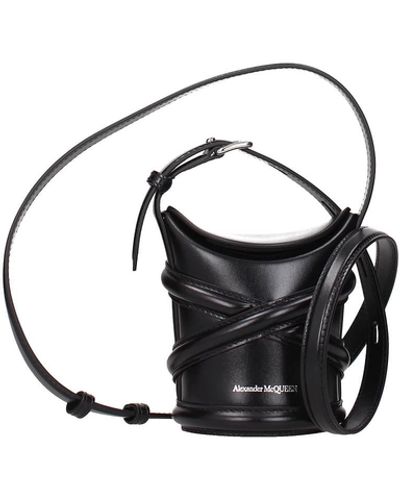 Alexander McQueen Crossbody Bag The Curve Women Leather Black - White