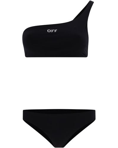 Off-White c/o Virgil Abloh Off- "Off Stamp" One-Shoulder Bikini Set - Black