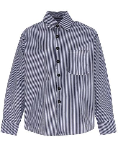 LC23 Waterproof Striped Shirt Shirt, Blouse - Blue