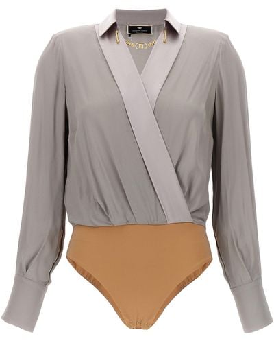 Elisabetta Franchi Body Blouse Shirt, Blouse - Gray