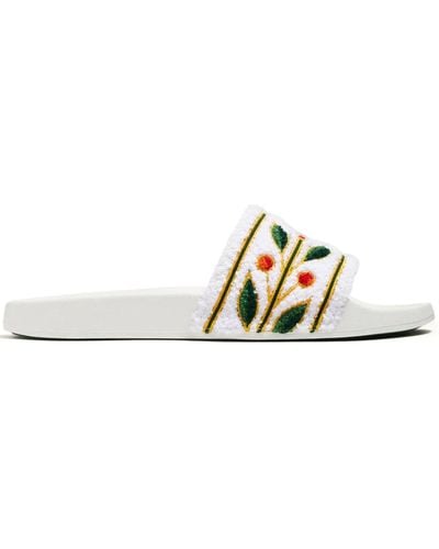 Casablanca Slide Sandals With Embroidery - White