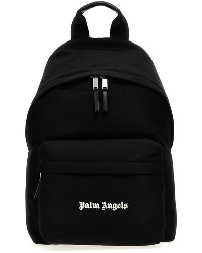 Palm Angels Logo Print Backpack Zaini Bianco/Nero