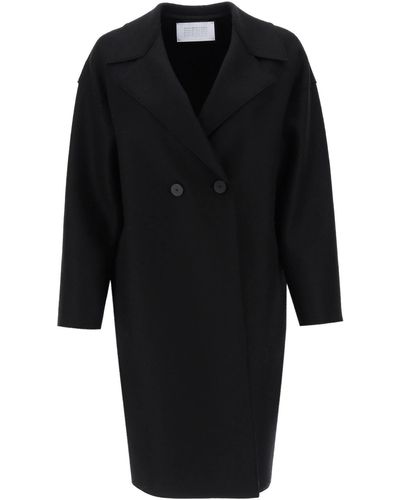 Harris Wharf London Cocoon Coat In Pressed Wool - Black