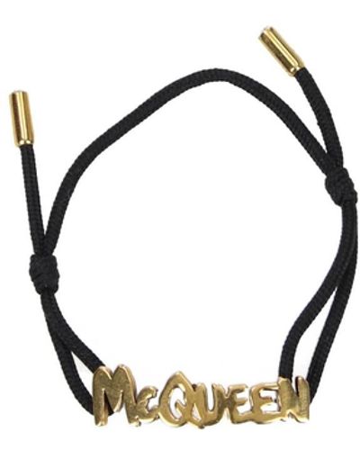 Alexander McQueen Bracciale in cotone con graffiti di mcqueen - Nero