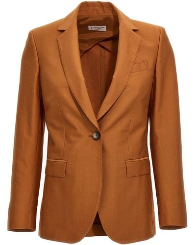 Alberto Biani Cotton Single Breast Blazer Jacket Blazer And Suits - Brown