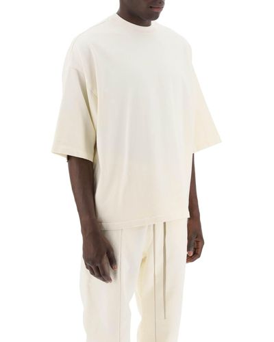 Fear Of God T Shirt Oversize Con Logo Airbrush - Natural