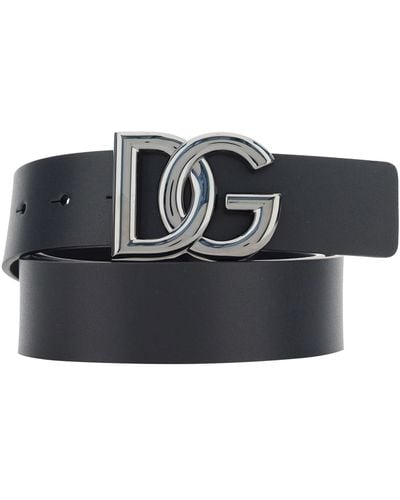 Dolce & Gabbana Leather Logoed Belt - Black