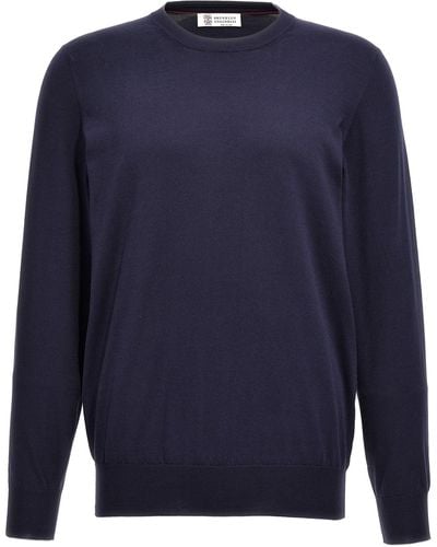 Brunello Cucinelli Cotton Sweater Maglioni Blu