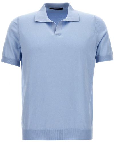 Tagliatore Knitted Shirt Polo Celeste - Blu