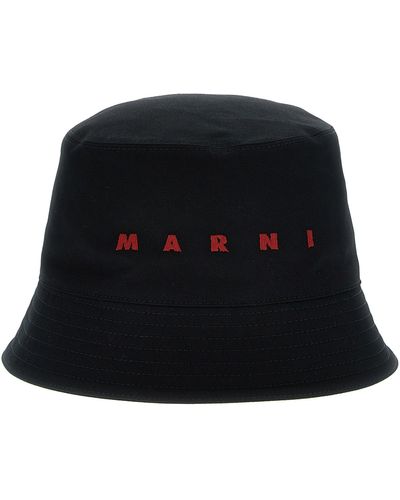 Marni Logo Embroidery Bucket Hat Cappelli Nero