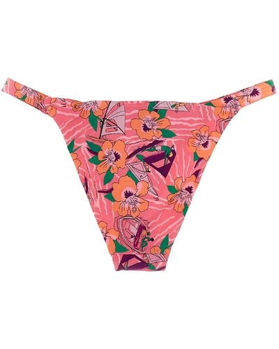 Love Stories Floral Print Bikini Bottoms Beachwear - Pink