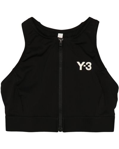 Y-3 Logo Print Bikini Top - Black