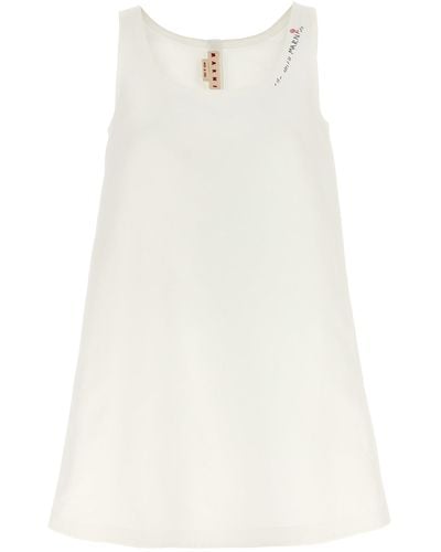 Marni Logo Embroidery Dress - White