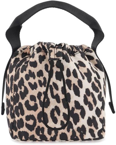 Ganni Leopard Tech Handbag - Black
