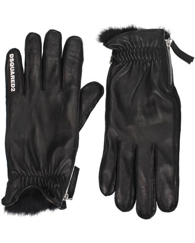 DSquared² Gloves Leather Black White