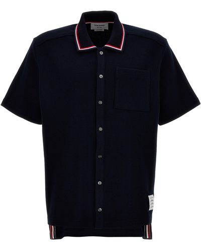 Thom Browne Cotton Knit Shirt Camicie Blu - Nero