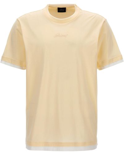Brioni Logo Embroidery T Shirt Bianco - Neutro