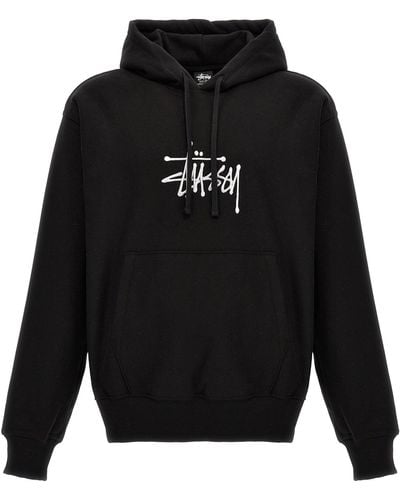 Stussy Logo Hoodie Sweatshirt - Black