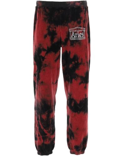 Aries JOGGERS IN VELOUR CON LOGO STRASS - Rosso