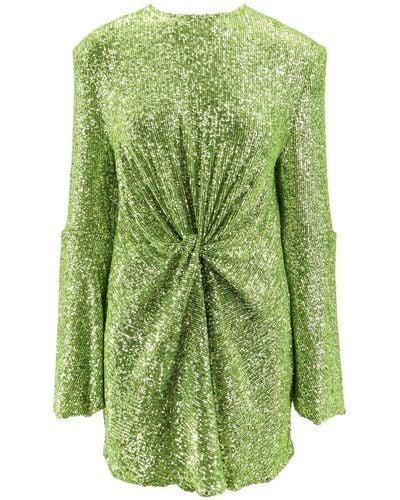 Nervi Mini Dress With Sequins And Knot On The Front - Green