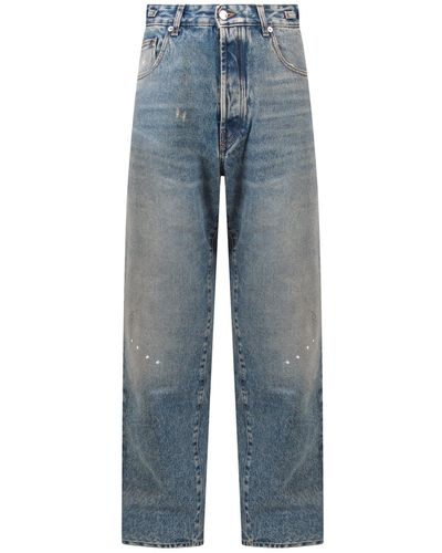 DARKPARK Cotton Jeans With Paint Stains - Blue