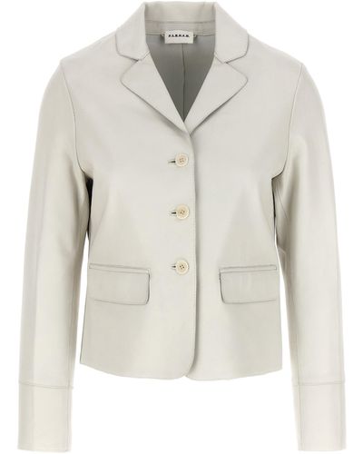 P.A.R.O.S.H. Leather Blazer Blazer And Suits Bianco