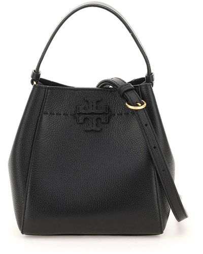 Tory Burch Grained Leather Mcgraw Bucket Bag - Black