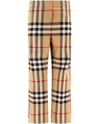 Burberry Check Cotton Twill Trousers - Natural