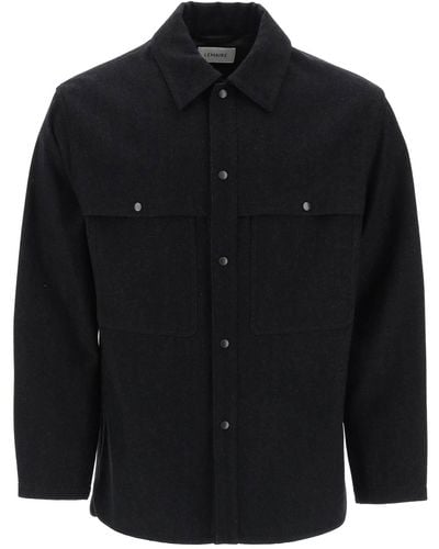 Lemaire Wool And Cotton Overshirt - Black