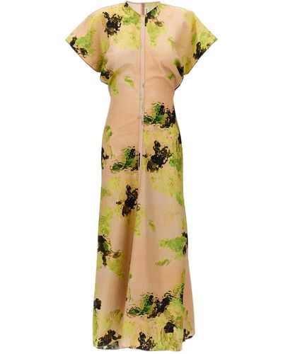 Victoria Beckham Floral Printed Dress Dresses - Metallic