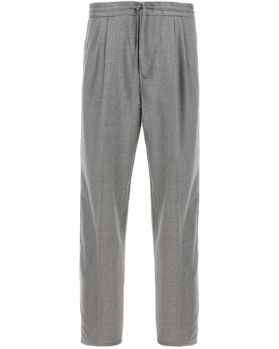 Brunello Cucinelli Front Pleat Trousers - Grey