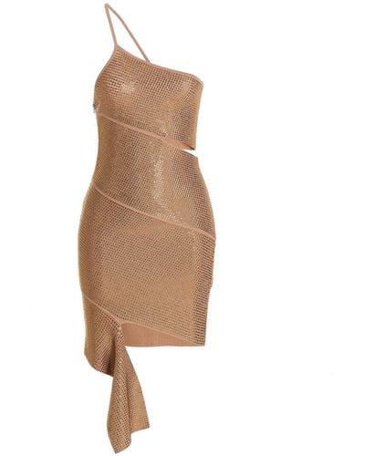 ANDREADAMO Sequin One Shoulder Dress - Natural