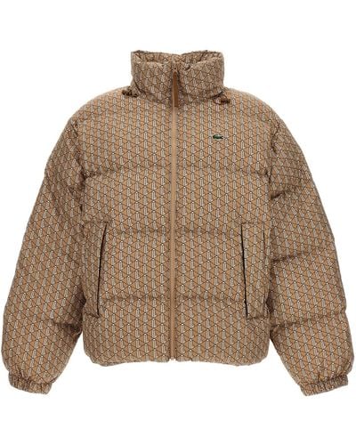 Lacoste Logo Print Down Jacket Casual Jackets, Parka - Brown